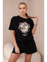 Sada s potiskem new punto halenkové + šortky černý