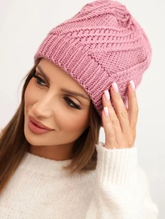 Dámská zimní čepice z vlny K441 tmavě růžová