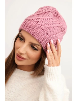 Dámská zimní čepice z vlny K441 tmavě růžová
