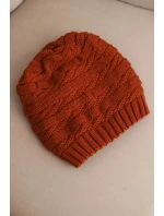 Dámská zimní čepice s klasickým ribkovaným pletením K439 hnědá