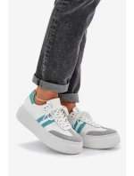 Zazoo N1068S8 Kožené Nízké Tenisky Dámské Na Platformě Bílé