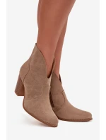 Dámské kotníkové boty na podpatku z ekokůže béžové Elvirae