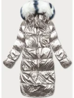 Tmavě modro-béžová oboustranná metalická zimní bunda (p21-7901-99+62) Tmavě modro-béžová oboustranná metalická zimní bunda (p21-7901-99+62)