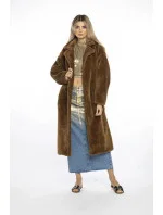 Hnědý dámský plyšový oversize kabát Ann Gissy (AG1-J9172)