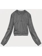 Tmavě šedá tenká krátká dámská tepláková mikina (8B938-5) Tmavě šedá tenká krátká dámská tepláková mikina (8B938-5)