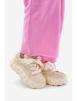 Dámské Kožené Tenisky Na Masivní Platformě GOE RR2N4043 Béžové