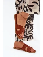 Dámské Ploché Pantofle S Výřezy Camel Salyra