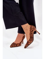 Dámské lodičky s leopardím vzorem Vinceza – hnědé