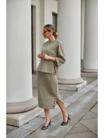 Sukně a halenka M329  model 159545 khaki - La Aurora