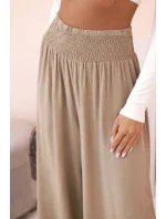 Dámské viskózové kalhoty s elastickým pasem velbloud