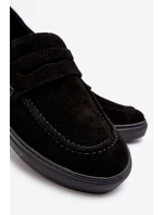 Mužské semišové polobotky Loafersy Zazoo 1574 Černé