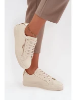 Dámské Tenisky Z Eko Kůže Big Star SS274027 Béžovo-Zlaté