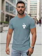 Pánské tričko s minimalistickým potiskem petrol FashionStreet NX5090R