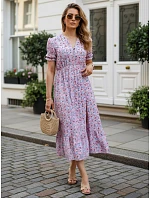 Dámské midi šaty s květinovým vzorem modré FashionStreet EY2660 Dámské midi šaty s květinovým vzorem modré FashionStreet EY2660