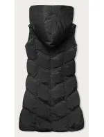 Černá dámská vesta se stojáčkem a kapucí (23-011) Černá dámská vesta se stojáčkem a kapucí (23-011)
