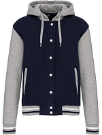 Kariban K 4003 Unisex bunda s kapucí "Teddy" 20.4003 navy/oxford grey/white