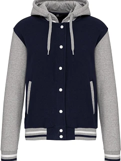 Kariban K 4003 Unisex bunda s kapucí "Teddy" 20.4003 navy/oxford grey/white