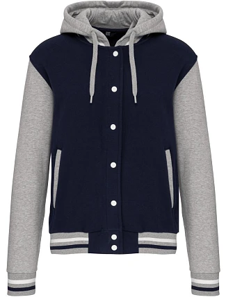 Kariban K 4003 Unisex bunda s kapucí "Teddy" 20.4003 navy/oxford grey/white