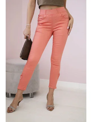 Kalhoty z barevného denimu s mašlí meruňková Kalhoty z barevného denimu s mašlí meruňková