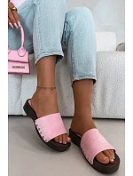 Ženské pantofle s zlatými sponami Růžové Ferinna