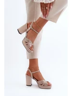 Patentované dámské sandály na vysokém podpatku Béžová D&A Patentované dámské sandály na vysokém podpatku Béžová D&A