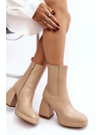 Dámské boty na platformě a podpatku béžové Stelares