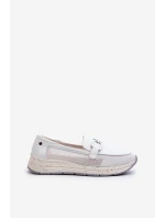Dámské kožené mokasíny D&A TW210 Bílé