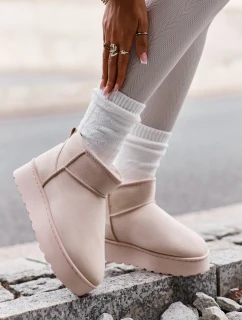 Dámské Sněhule Na Platformě Zateplené Kožíškem Světle Béžové Xamella