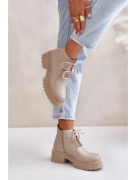 Zazoo 2952 Kožené Boty Se Zlatou Dekorací Béžové