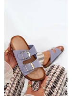 Dámské Pantofle Na Korek Platformě Se Zlatými Přezkami Modré Lisavionea