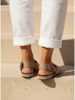 Dámské semišové baleríny s otevřeným podpatkem slingback béžové FashionStreet ZY1338