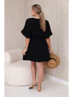 Mušelínové šaty s pasem černý