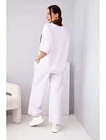 Dámský máslový komplet z viskózy mikina a široké kalhoty světle fialový