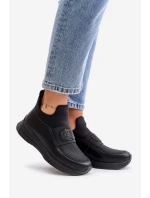 Sportovní Boty Na Platformě Kožené Černé Artiker 55C0035