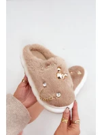 Kožené Pantofle S Potisky Tmavě Béžové Ivelfedi Kožené Pantofle S Potisky Tmavě Béžové Ivelfedi