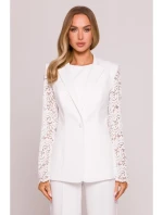 M865 Blejzr s krajkovými panely a jedním knoflíkem - ecru M865 Blejzr s krajkovými panely a jedním knoflíkem - ecru