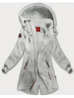 Světle šedá dlouhá dámská mikina s kapucí (AMG-675/2)