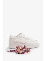 Dámské Tenisky Na Platformě S Dekorativním Šněrováním Bílé Mistra