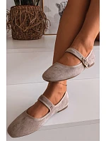 Baleríny s páskem a zlatým sponou Béžové Kelisa Baleríny s páskem a zlatým sponou Béžové Kelisa