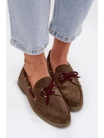 Polobotky Mokasiny Dámské S Vázáním Tmavě Zelené Calivra