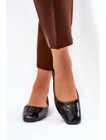 Lakované Elegantní Dámské Baletky S Ozdobným Detalem Černé Vinceza 17377