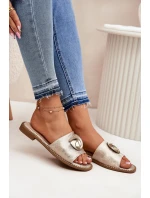 Dámské sandály na plochém podpatku s ozdobným detailem KV51-007 zlaté