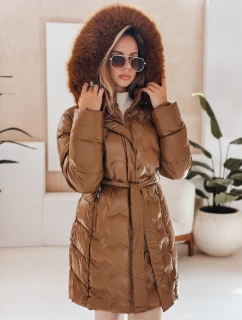 Dámská zimní bunda CASSERIE prošívaná s kapucí kávová FashionStreet TY4925
