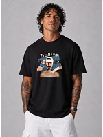 Pánské bavlněné tričko oversize s potiskem černé FashionStreet NX1038R