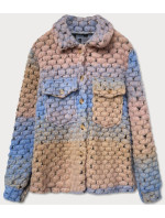 Světle modro-béžová dámská košilová bunda s límcem (2453)