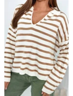 Pruhovaný svetr Velbloud Pruhovaný svetr Velbloud