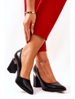 Kožené lodičky Lewski Hadí 3117 Černé