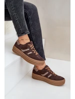 Zazoo N1176 Semišové Sneakersy Na Platformě Leopardí Čokoládové