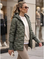 Dámská prošívaná bunda s kapucí, zelená, FashionStreet TY5869 Dámská prošívaná bunda s kapucí, zelená, FashionStreet TY5869
