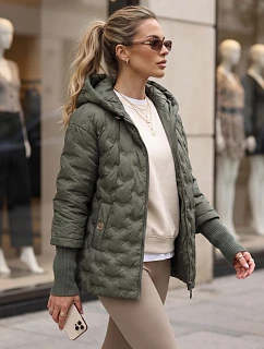Dámská prošívaná bunda s kapucí, zelená, FashionStreet TY5869